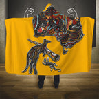 Didgeridoo Kangaroo Australia Hooded Blanket Aboriginal Dot Art Indigenous Wildlife