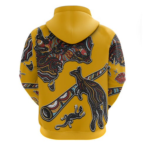 Didgeridoo Kangaroo Australia Hoodie Aboriginal Dot Art Indigenous Wildlife