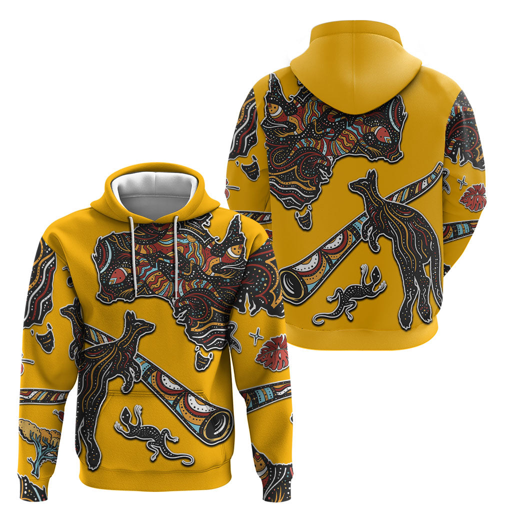 Didgeridoo Kangaroo Australia Hoodie Aboriginal Dot Art Indigenous Wildlife