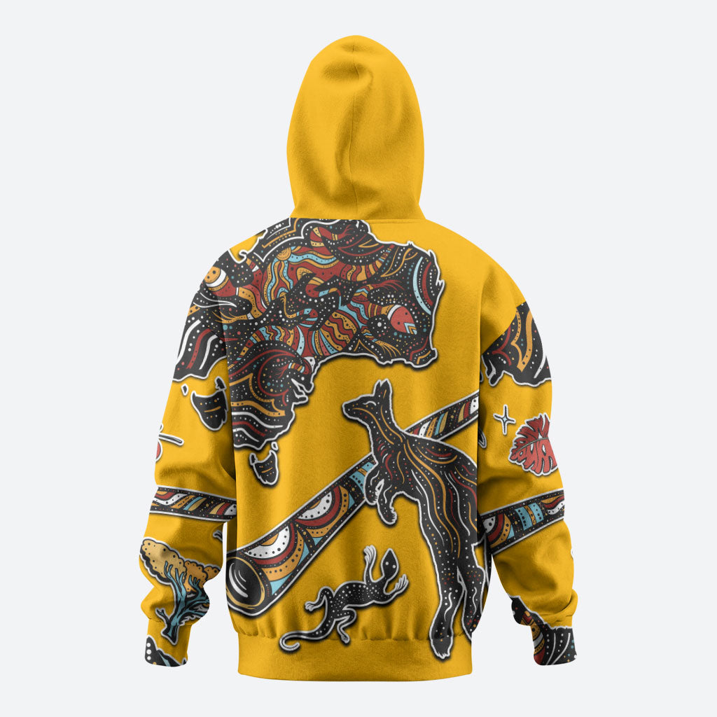 Didgeridoo Kangaroo Australia Hoodie Aboriginal Dot Art Indigenous Wildlife