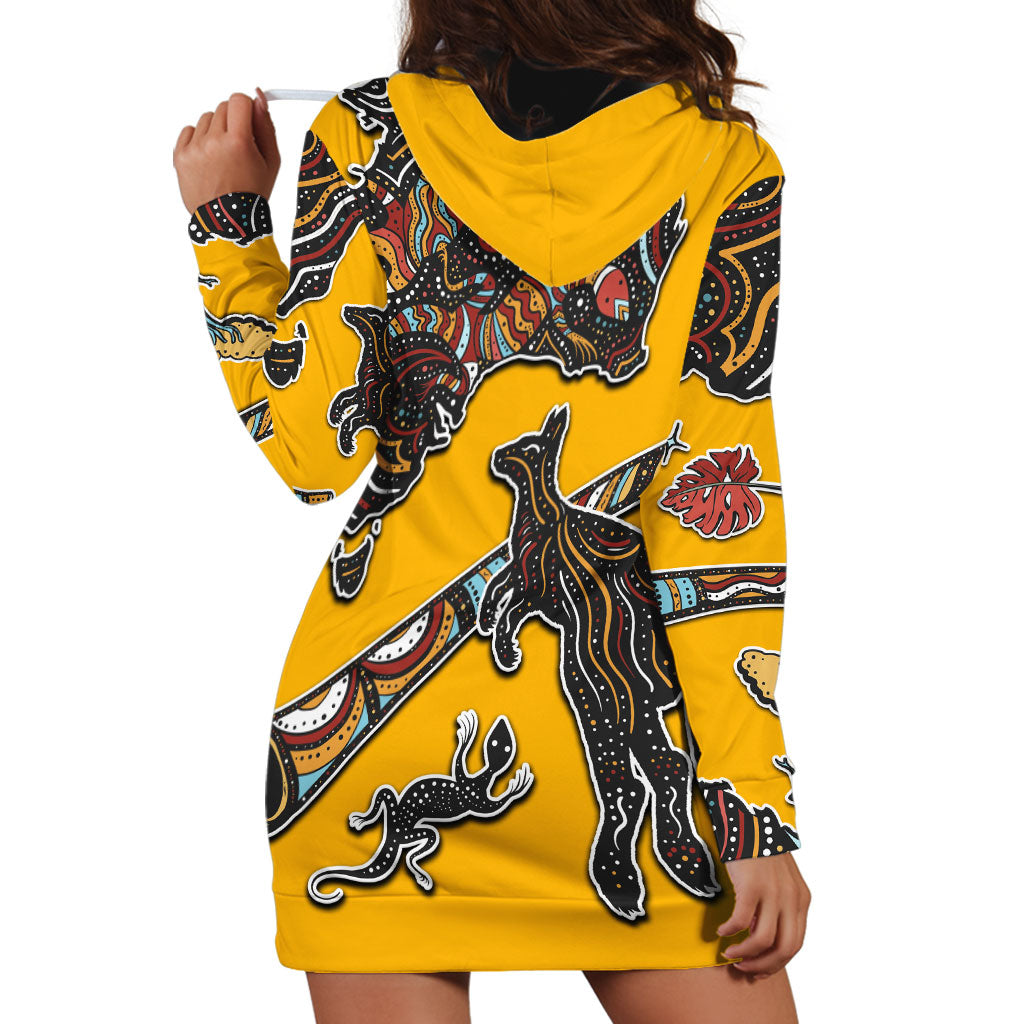 Didgeridoo Kangaroo Australia Hoodie Dress Aboriginal Dot Art Indigenous Wildlife