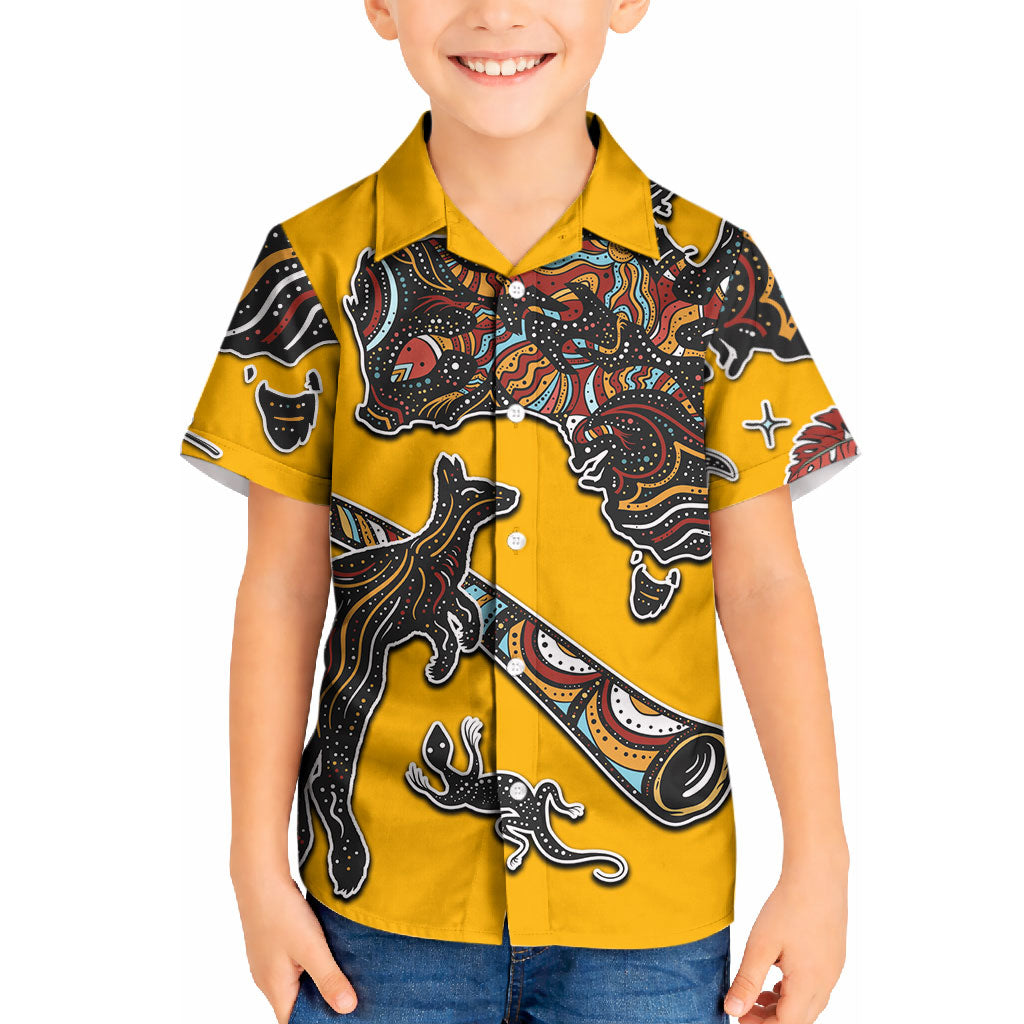 Didgeridoo Kangaroo Australia Kid Hawaiian Shirt Aboriginal Dot Art Indigenous Wildlife