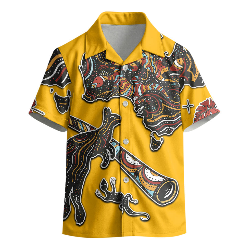 Didgeridoo Kangaroo Australia Kid Hawaiian Shirt Aboriginal Dot Art Indigenous Wildlife