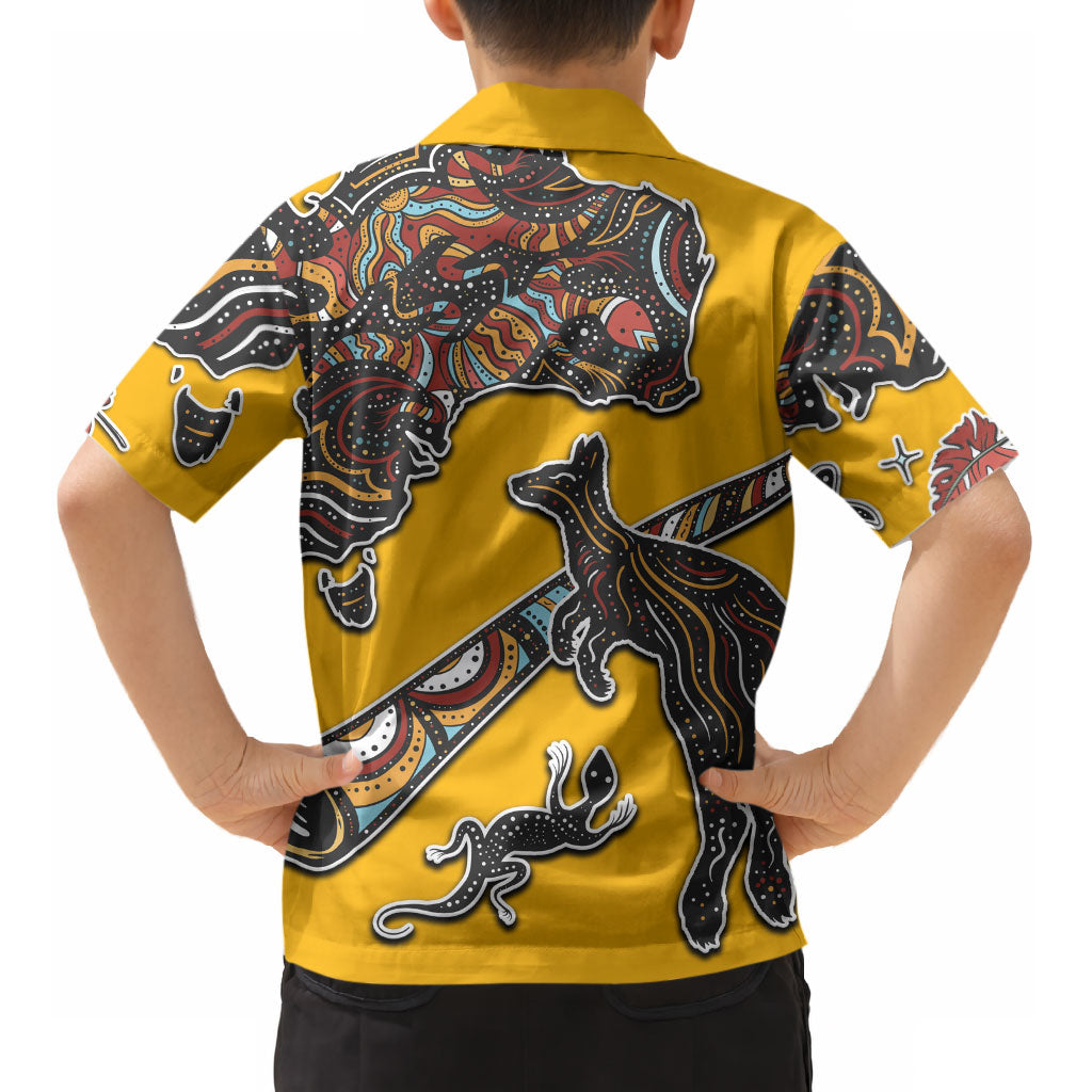 Didgeridoo Kangaroo Australia Kid Hawaiian Shirt Aboriginal Dot Art Indigenous Wildlife
