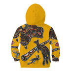 Didgeridoo Kangaroo Australia Kid Hoodie Aboriginal Dot Art Indigenous Wildlife