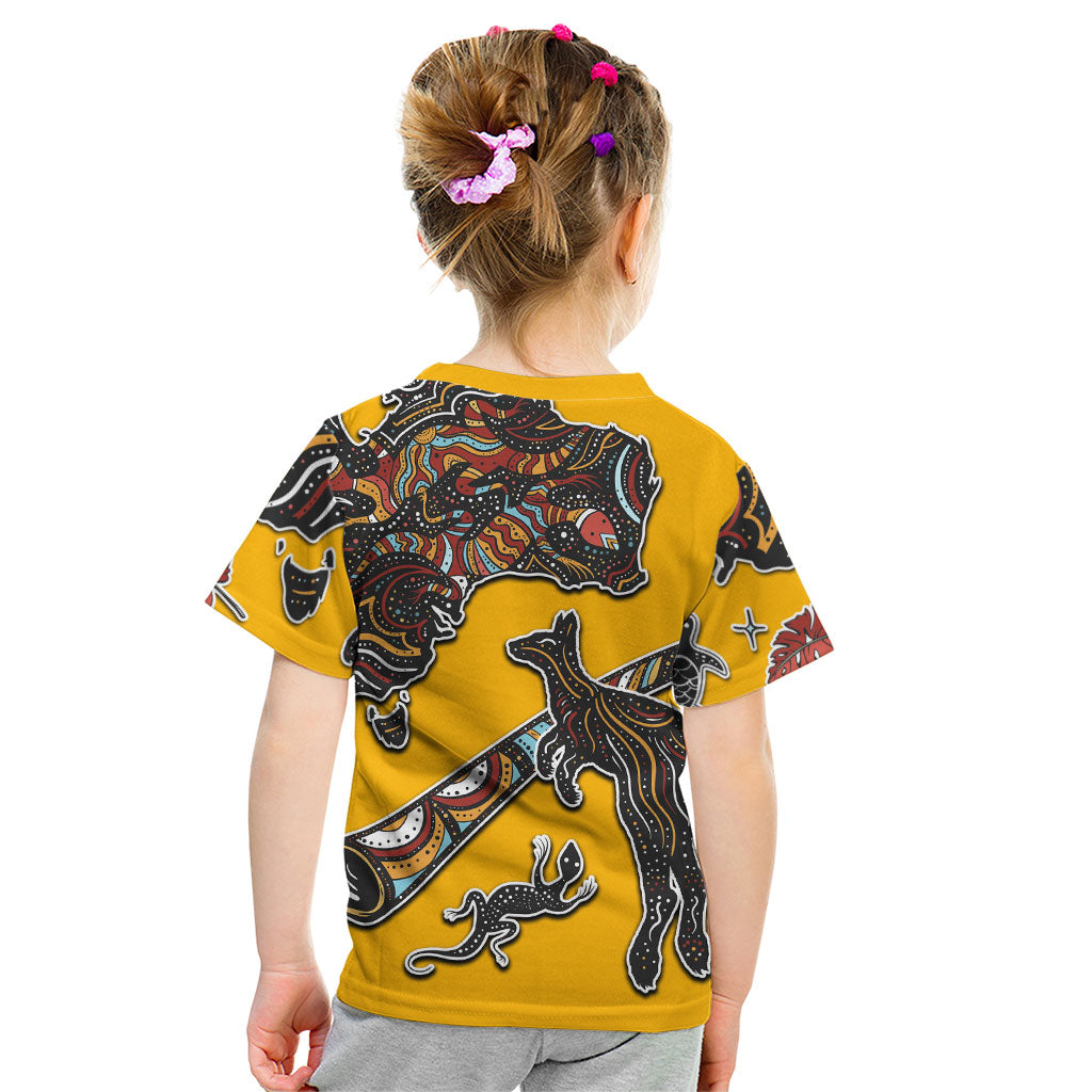 Didgeridoo Kangaroo Australia Kid T Shirt Aboriginal Dot Art Indigenous Wildlife