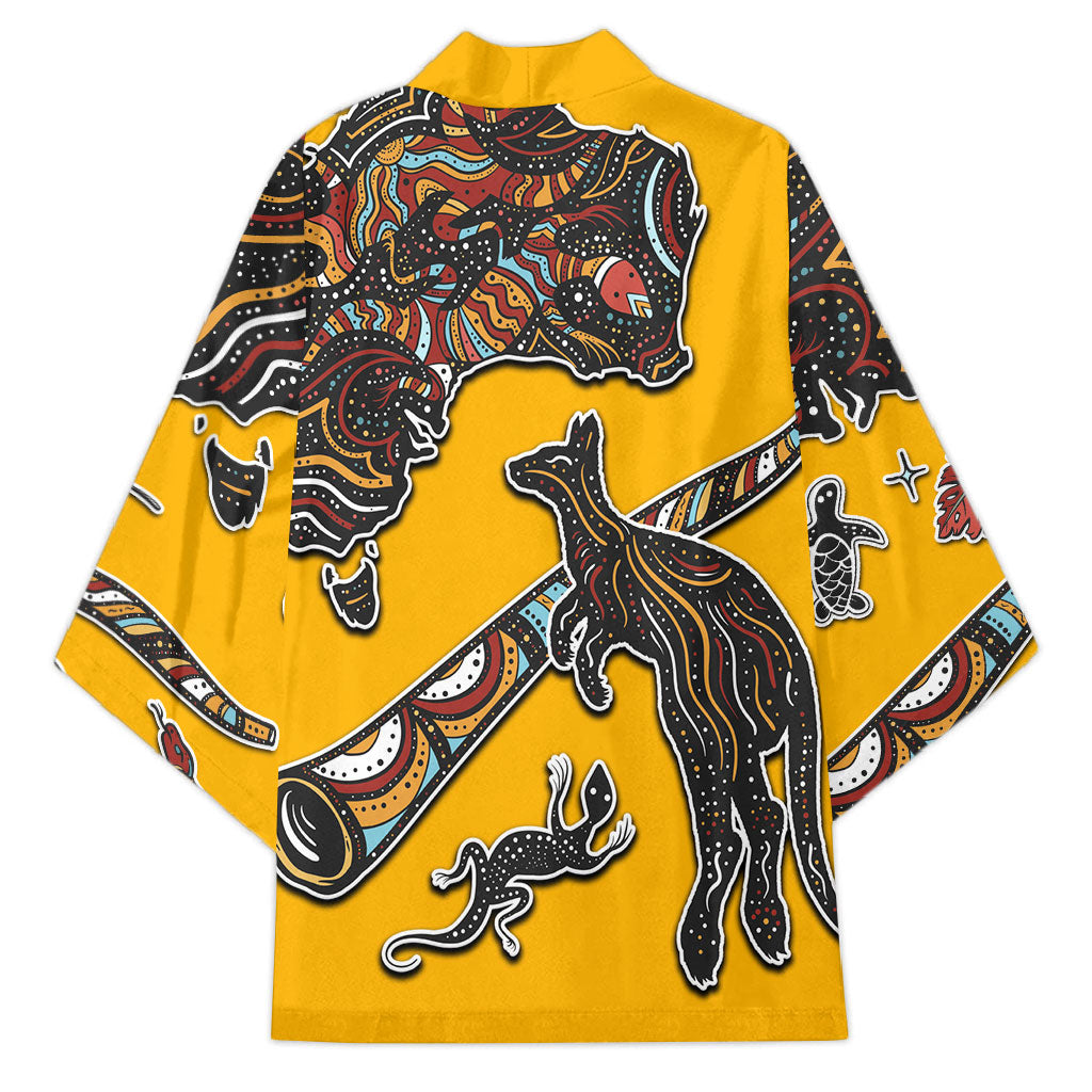 Didgeridoo Kangaroo Australia Kimono Aboriginal Dot Art Indigenous Wildlife