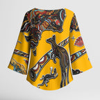 Didgeridoo Kangaroo Australia Kimono Sleeve Blouse Aboriginal Dot Art Indigenous Wildlife