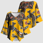 Didgeridoo Kangaroo Australia Kimono Sleeve Blouse Aboriginal Dot Art Indigenous Wildlife