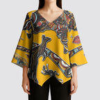 Didgeridoo Kangaroo Australia Kimono Sleeve Blouse Aboriginal Dot Art Indigenous Wildlife