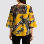 Didgeridoo Kangaroo Australia Kimono Sleeve Blouse Aboriginal Dot Art Indigenous Wildlife