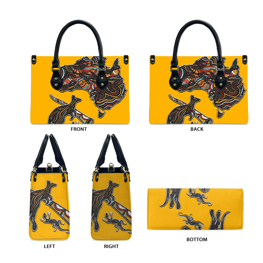 Didgeridoo Kangaroo Australia Leather Bag Aboriginal Dot Art Indigenous Wildlife