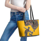 Didgeridoo Kangaroo Australia Leather Tote Bag Aboriginal Dot Art Indigenous Wildlife