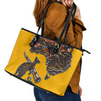 Didgeridoo Kangaroo Australia Leather Tote Bag Aboriginal Dot Art Indigenous Wildlife