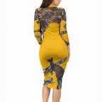 Didgeridoo Kangaroo Australia Long Sleeve Bodycon Dress Aboriginal Dot Art Indigenous Wildlife