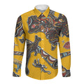 Didgeridoo Kangaroo Australia Long Sleeve Button Shirt Aboriginal Dot Art Indigenous Wildlife