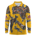 Didgeridoo Kangaroo Australia Long Sleeve Polo Shirt Aboriginal Dot Art Indigenous Wildlife