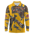 Didgeridoo Kangaroo Australia Long Sleeve Polo Shirt Aboriginal Dot Art Indigenous Wildlife