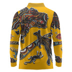 Didgeridoo Kangaroo Australia Long Sleeve Polo Shirt Aboriginal Dot Art Indigenous Wildlife