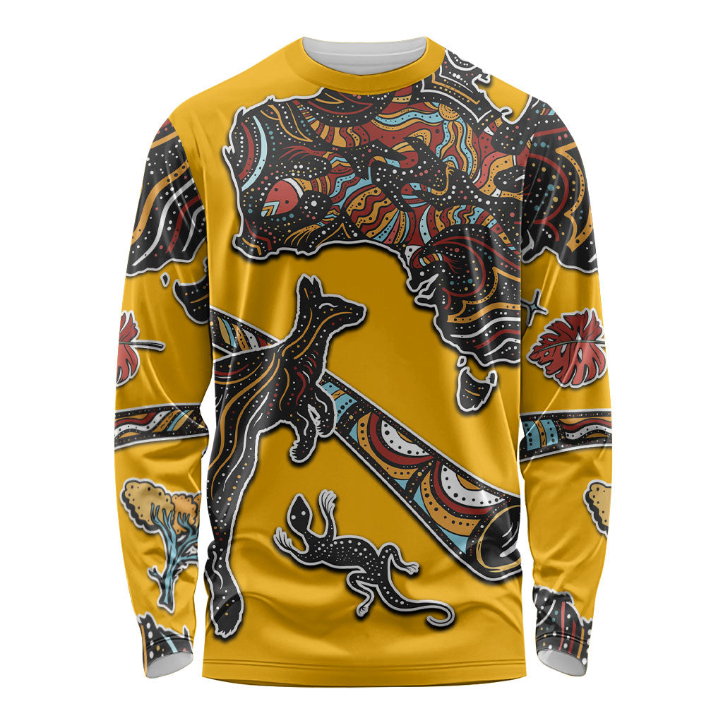 Didgeridoo Kangaroo Australia Long Sleeve Shirt Aboriginal Dot Art Indigenous Wildlife