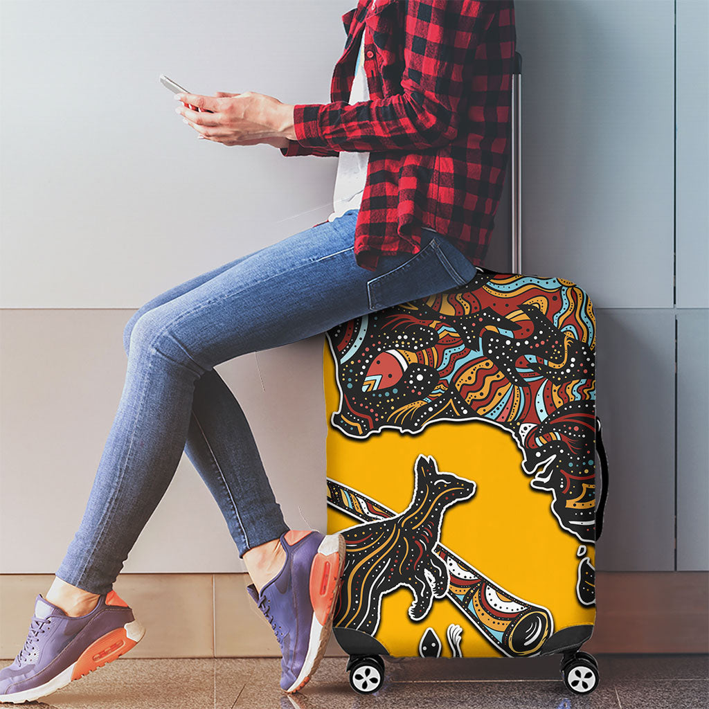 Didgeridoo Kangaroo Australia Luggage Cover Aboriginal Dot Art Indigenous Wildlife