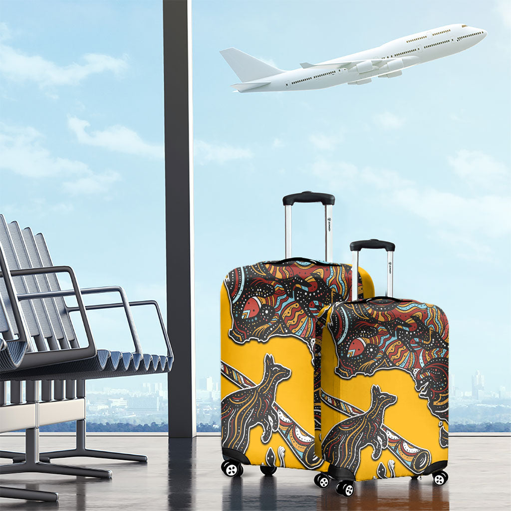 Didgeridoo Kangaroo Australia Luggage Cover Aboriginal Dot Art Indigenous Wildlife