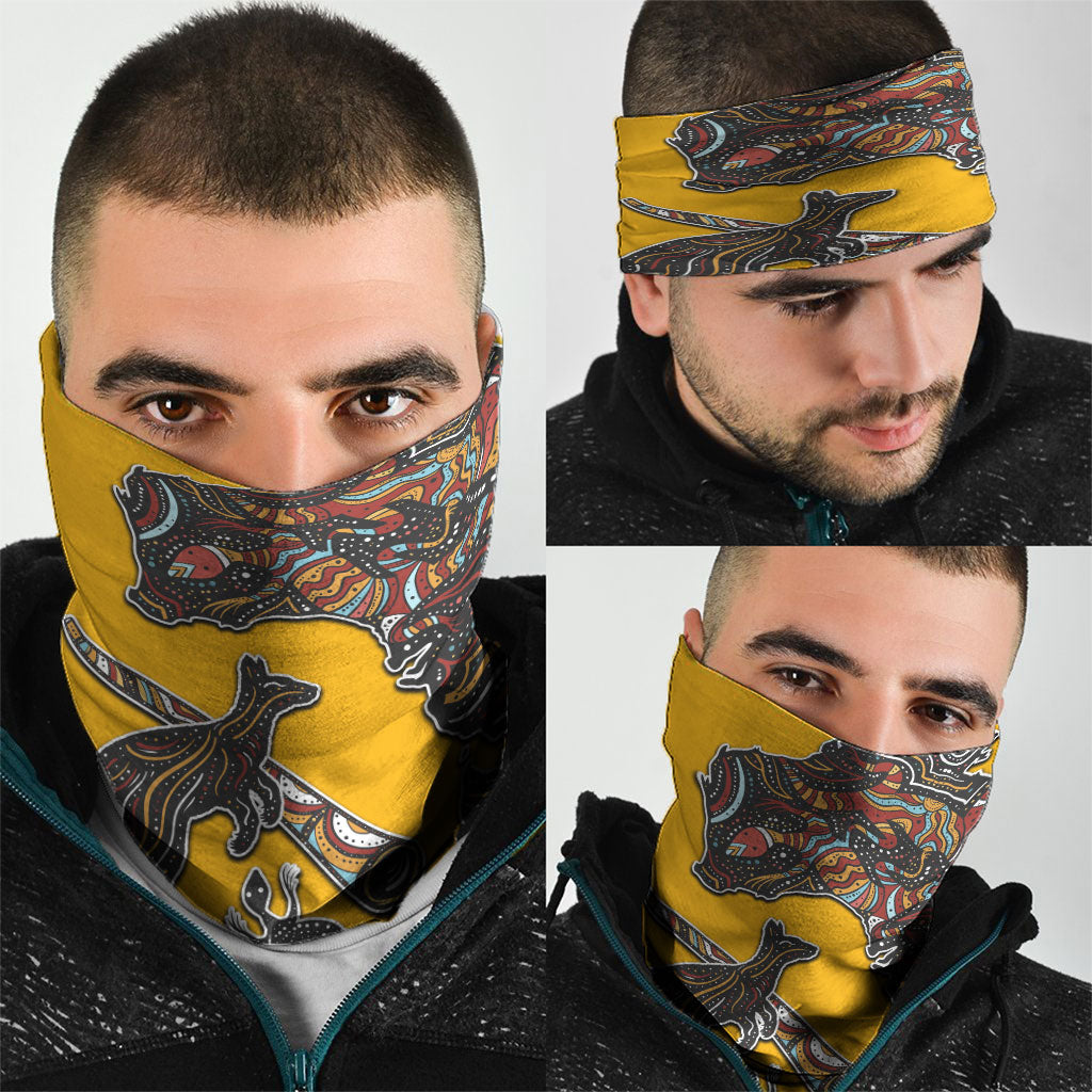 Didgeridoo Kangaroo Australia Neck Gaiter Aboriginal Dot Art Indigenous Wildlife