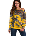 Didgeridoo Kangaroo Australia Off Shoulder Sweater Aboriginal Dot Art Indigenous Wildlife