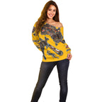 Didgeridoo Kangaroo Australia Off Shoulder Sweater Aboriginal Dot Art Indigenous Wildlife