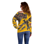 Didgeridoo Kangaroo Australia Off Shoulder Sweater Aboriginal Dot Art Indigenous Wildlife