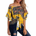 Didgeridoo Kangaroo Australia Off Shoulder Wrap Waist Top Aboriginal Dot Art Indigenous Wildlife