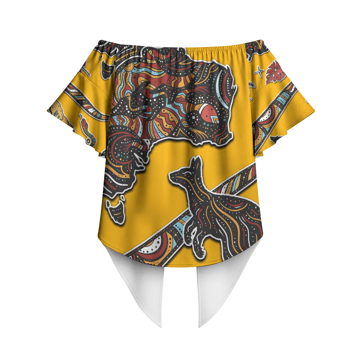 Didgeridoo Kangaroo Australia Off Shoulder Wrap Waist Top Aboriginal Dot Art Indigenous Wildlife