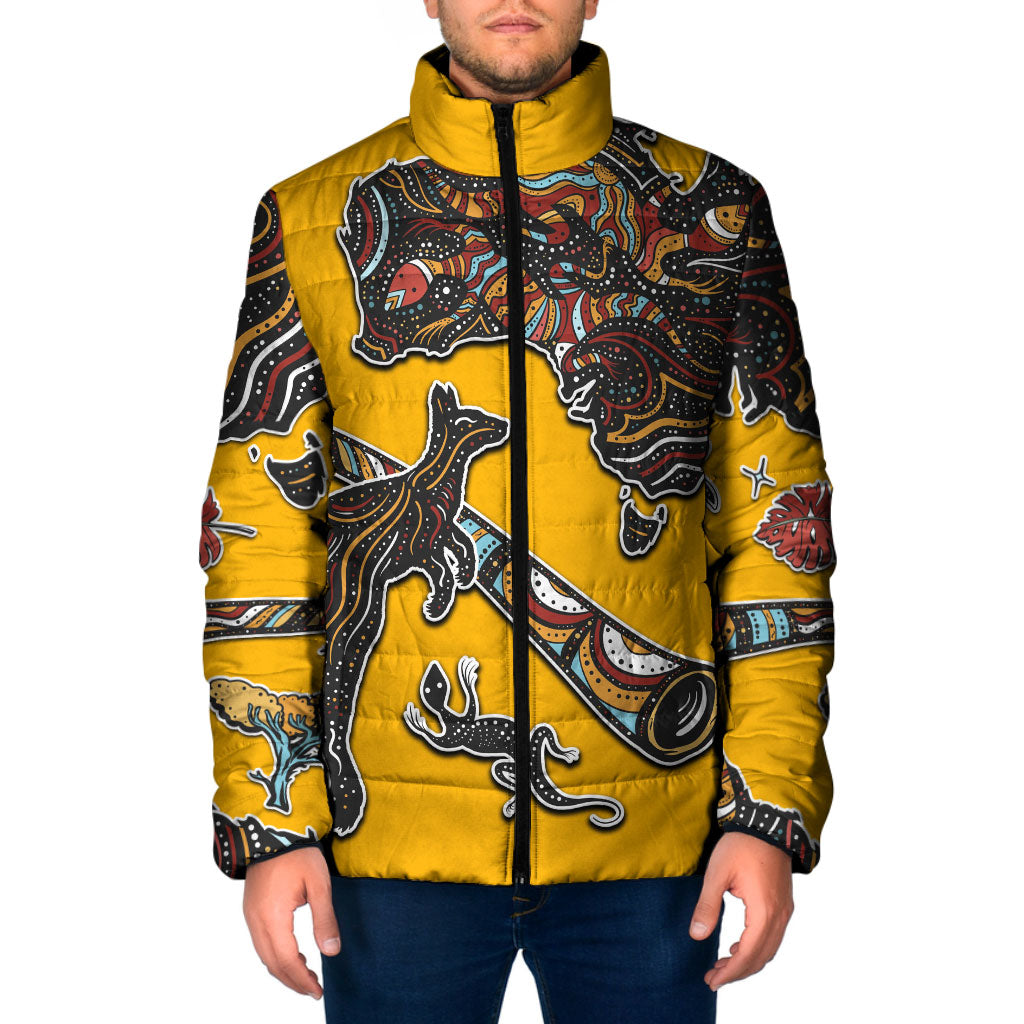 Didgeridoo Kangaroo Australia Padded Jacket Aboriginal Dot Art Indigenous Wildlife