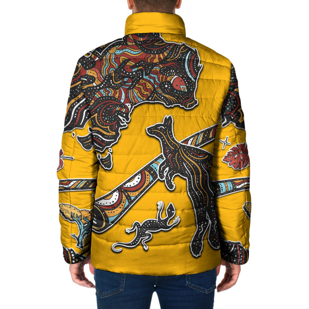 Didgeridoo Kangaroo Australia Padded Jacket Aboriginal Dot Art Indigenous Wildlife