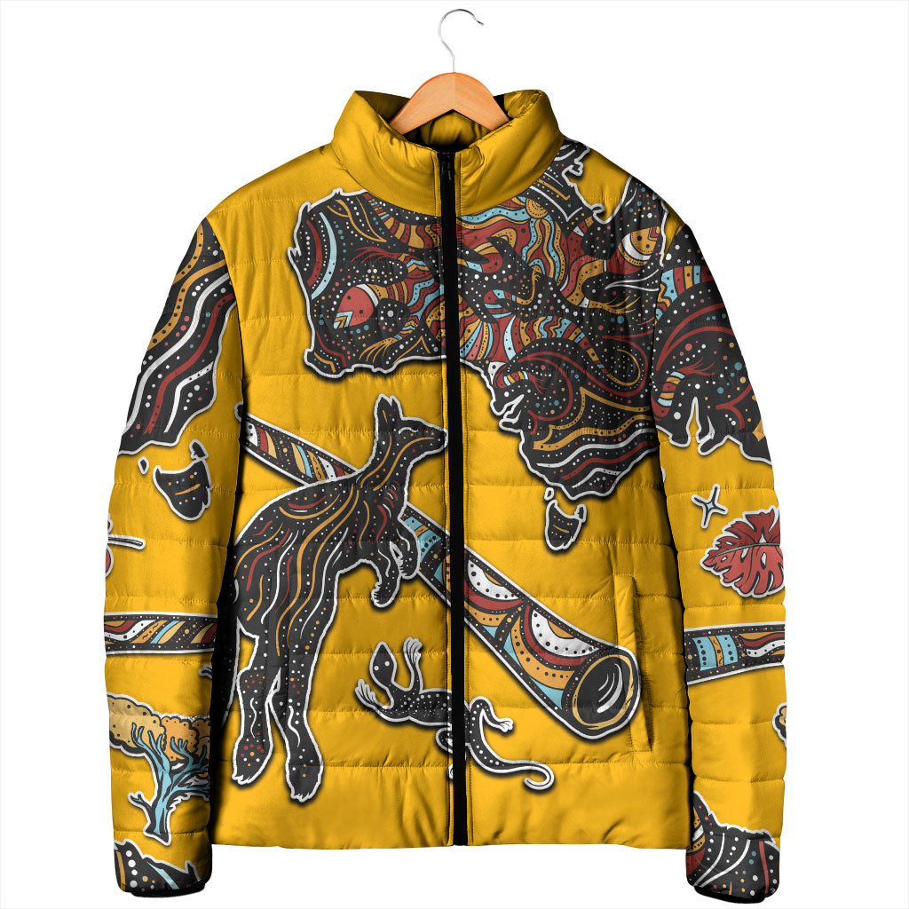 Didgeridoo Kangaroo Australia Padded Jacket Aboriginal Dot Art Indigenous Wildlife