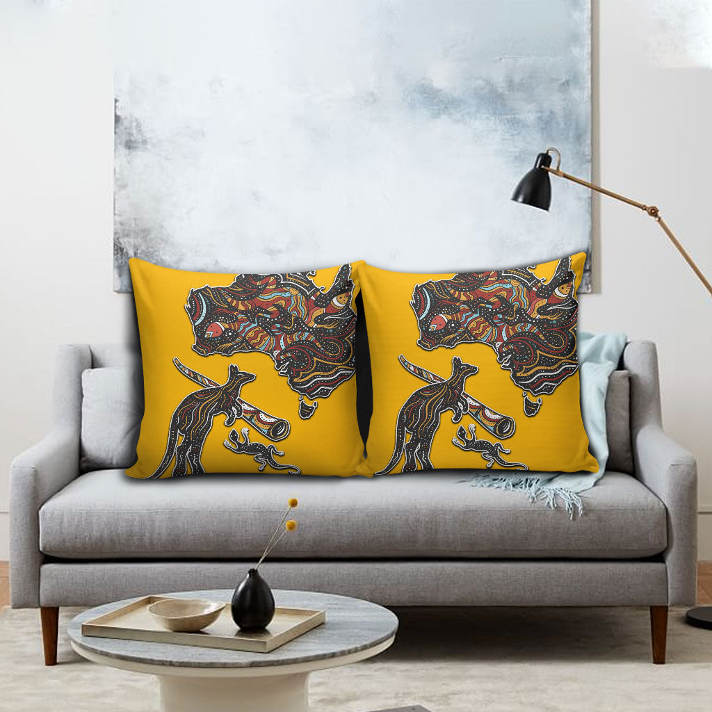Didgeridoo Kangaroo Australia Pillow Cover Aboriginal Dot Art Indigenous Wildlife