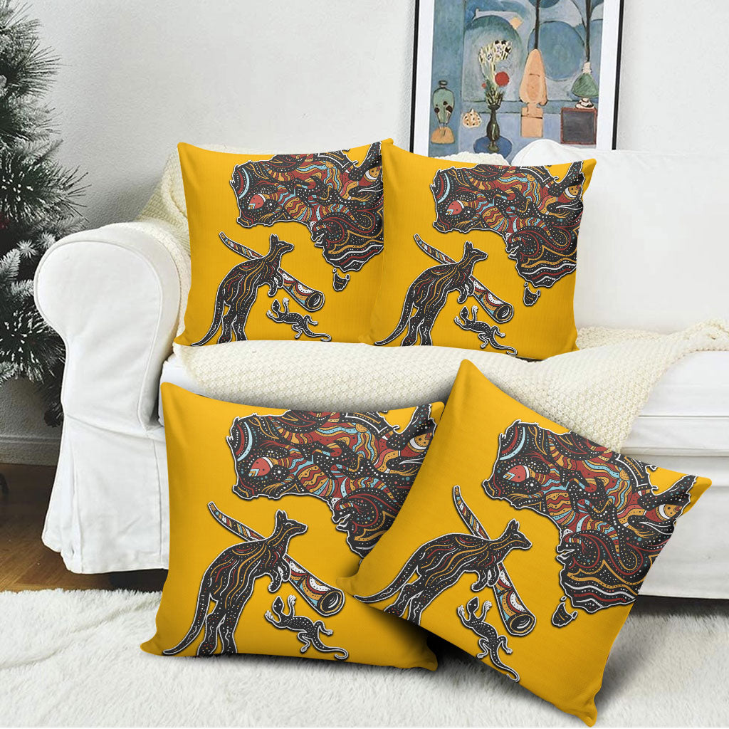 Didgeridoo Kangaroo Australia Pillow Cover Aboriginal Dot Art Indigenous Wildlife