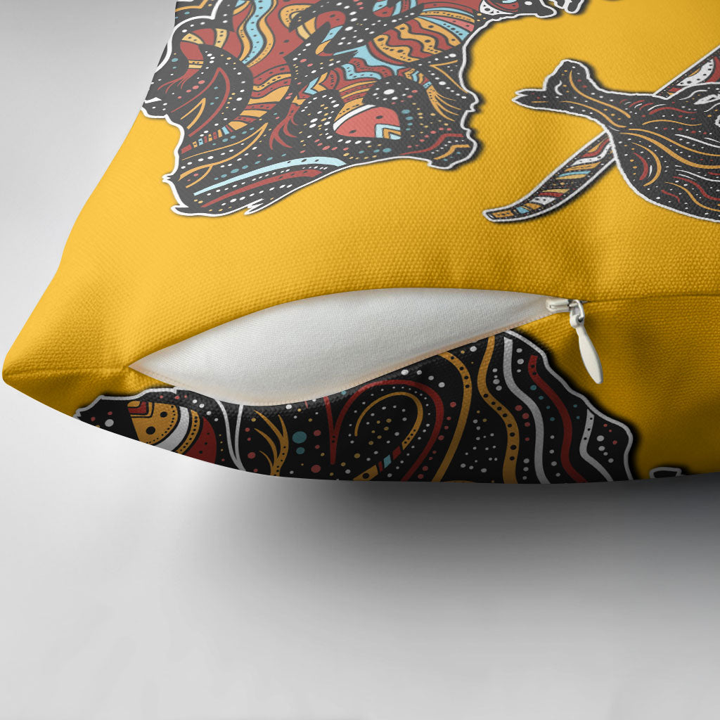 Didgeridoo Kangaroo Australia Pillow Cover Aboriginal Dot Art Indigenous Wildlife