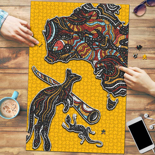 Didgeridoo Kangaroo Australia Puzzle Aboriginal Dot Art Indigenous Wildlife