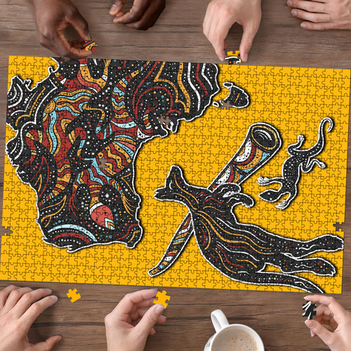 Didgeridoo Kangaroo Australia Puzzle Aboriginal Dot Art Indigenous Wildlife