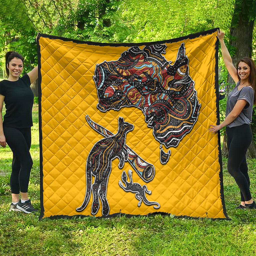 Didgeridoo Kangaroo Australia Quilt Aboriginal Dot Art Indigenous Wildlife