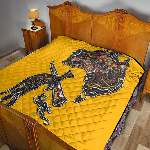 Didgeridoo Kangaroo Australia Quilt Aboriginal Dot Art Indigenous Wildlife