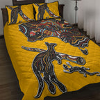Didgeridoo Kangaroo Australia Quilt Bed Set Aboriginal Dot Art Indigenous Wildlife