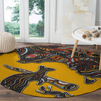 Didgeridoo Kangaroo Australia Round Carpet Aboriginal Dot Art Indigenous Wildlife