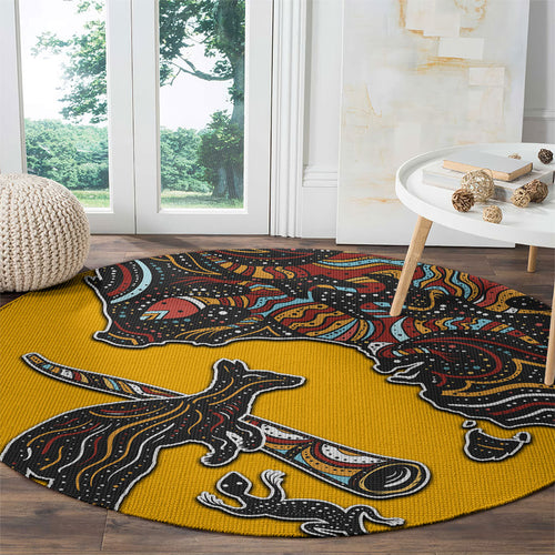 Didgeridoo Kangaroo Australia Round Carpet Aboriginal Dot Art Indigenous Wildlife