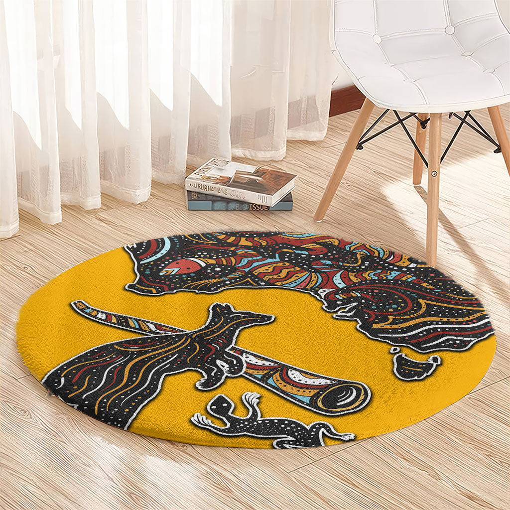 Didgeridoo Kangaroo Australia Round Carpet Aboriginal Dot Art Indigenous Wildlife