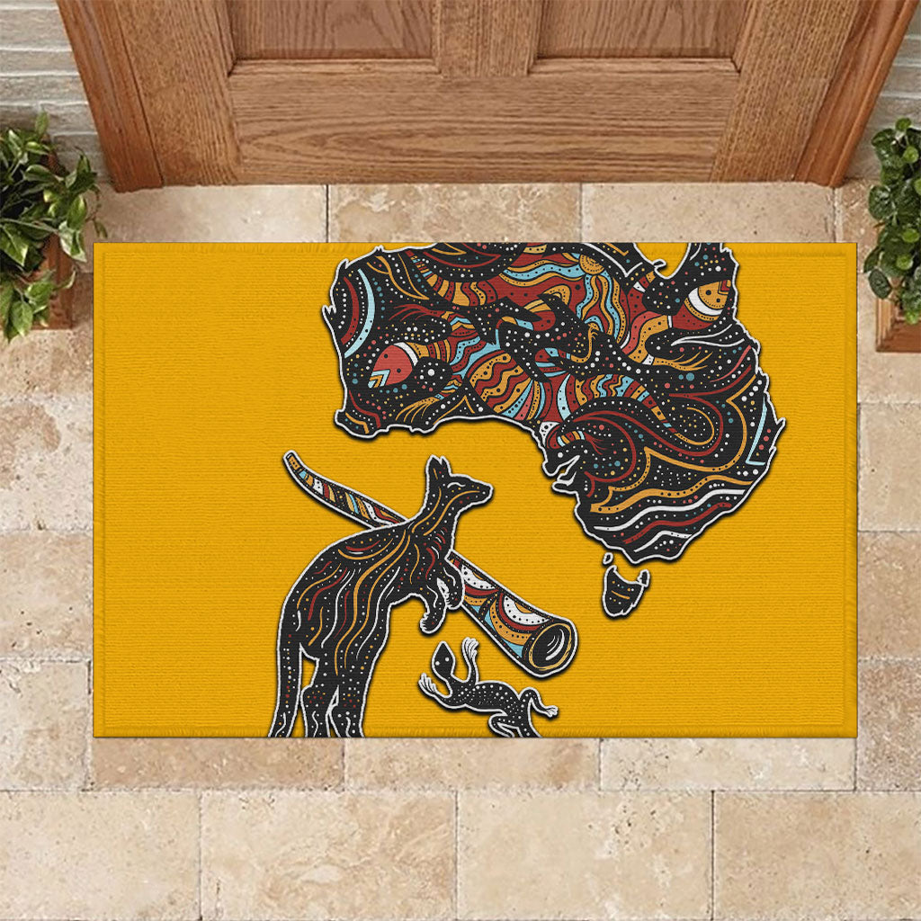 Didgeridoo Kangaroo Australia Rubber Doormat Aboriginal Dot Art Indigenous Wildlife