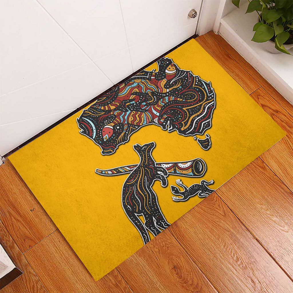 Didgeridoo Kangaroo Australia Rubber Doormat Aboriginal Dot Art Indigenous Wildlife