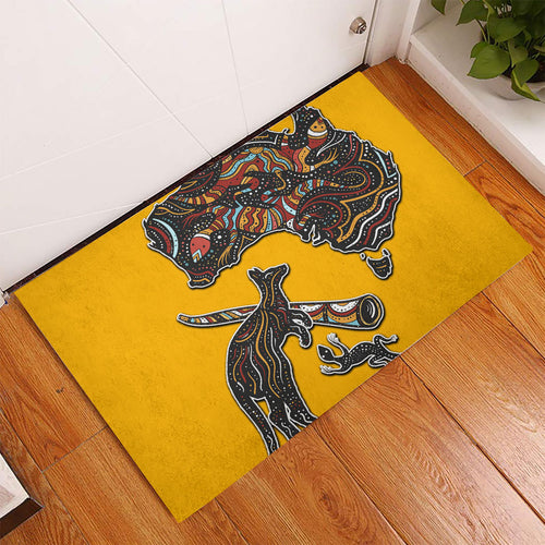 Didgeridoo Kangaroo Australia Rubber Doormat Aboriginal Dot Art Indigenous Wildlife
