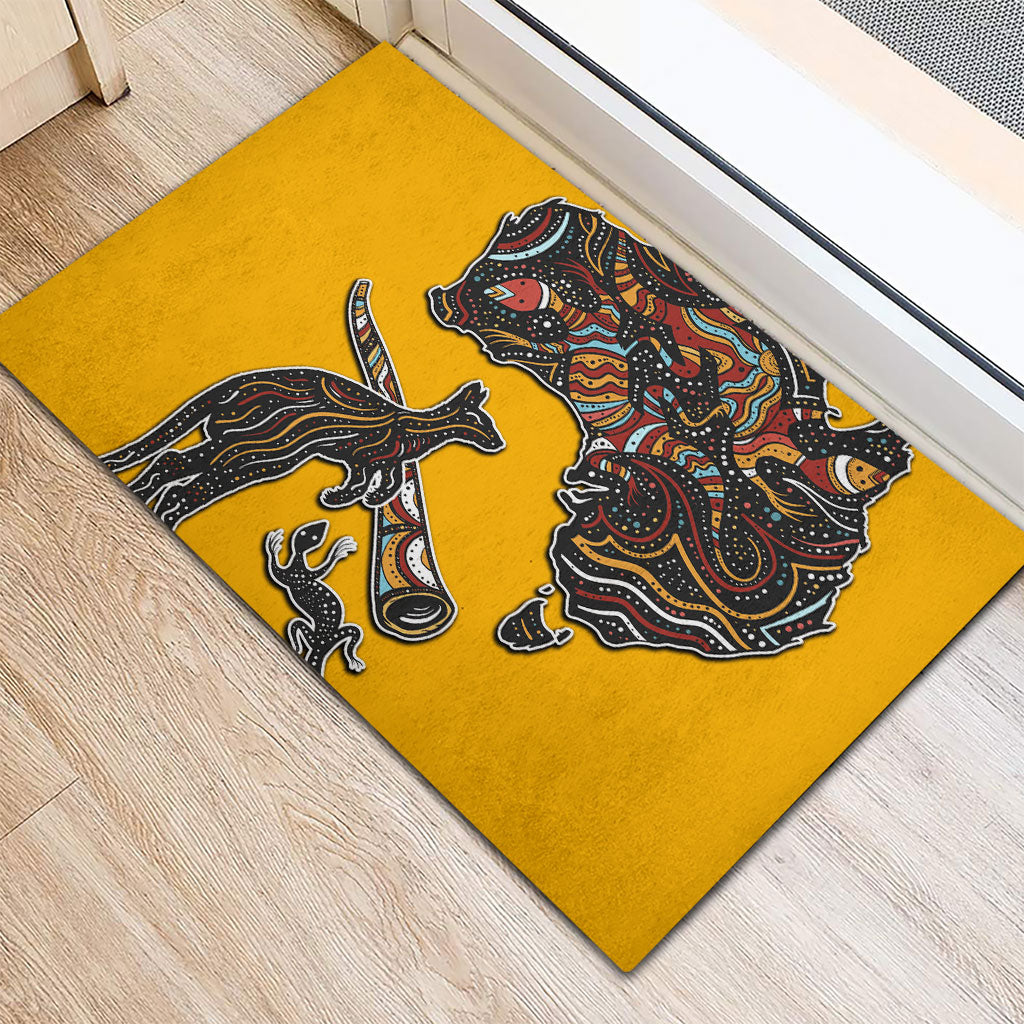 Didgeridoo Kangaroo Australia Rubber Doormat Aboriginal Dot Art Indigenous Wildlife